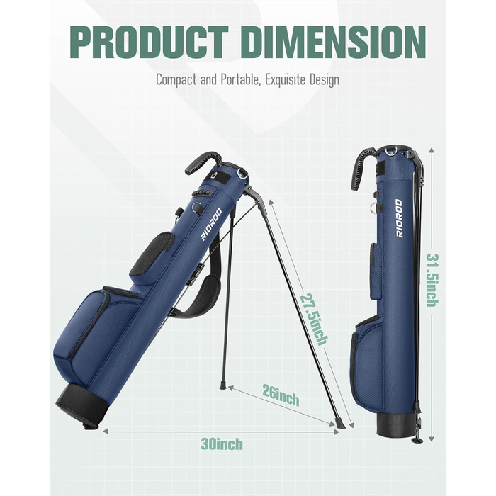 Сумка для гольфу на штативі A2-Blue, легка, з 3 кишенями, 2-х секційна, для тренувань та гри