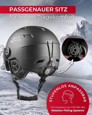 Шолом гірськолижний BLACK CREVICE Kirchberg з візором та вентиляційними отворами - дихаючий шолом для чоловіків та жінок