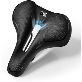 PRMHOOT Велосипедне сідло для чоловіків та жінок з Memory Foam, зручне, м'яке, ергономічне, дихаюче, амортизуюче. Підходить для електровелосипедів, MTB, шосе, міських велосипедів (Чорний)