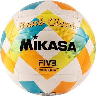 М'яч для пляжного волейболу MIKASA Beach Classic, розмір 5, синьо-жовто-оранжево-білий