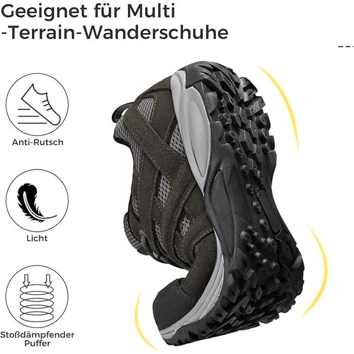 Черевики для хайкінгу чоловічі - дихаючі трекінг-кросівки для походів та хайкінгу, неслизькі та легкі, сірий (42 EU)