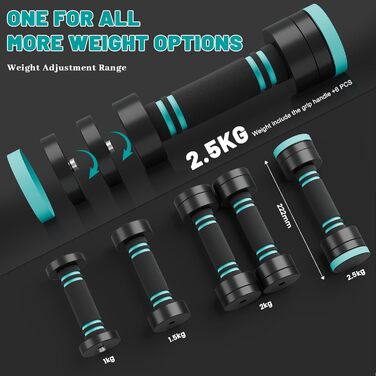 Набір гантелей Dripex, регульовані, сталеві, 2 шт. по 2.5 кг, 2 шт. по 5 кг, 2 шт. по 10 кг, для дому