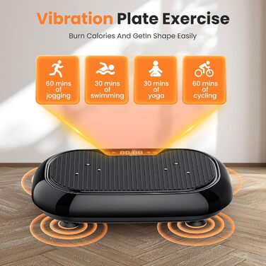 Вібраційна платформа для дому з 9 режимів, 120 рівнів інтенсивності, 4 еластичними стрічками, 150 кг, Bluetooth та пультом ДУ