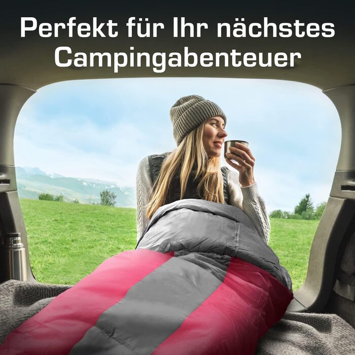 Сплячий мішок Active Era Mumienschlafsack для кемпінгу, зимовий та літній, водонепроникний, ветрозахисний, ультралегкий, температурний режим -10°C до 10°C, маленький об'єм при зберіганні, рожевий
