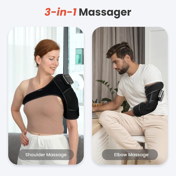 COMFIER Масажер для колін бездротовий, з підігрівом та вібрацією, 4 рівні нагріву з графену, подарунок для мами/тата, 17.5X16X7.5 см