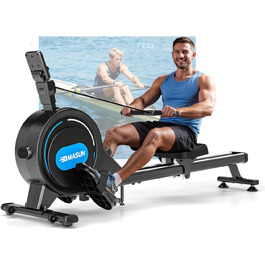 Гребний тренажер DMASUN для дому з магнітною системою опору, 16/32 рівні навантаження, LCD-дисплей, до 160 кг, чорний