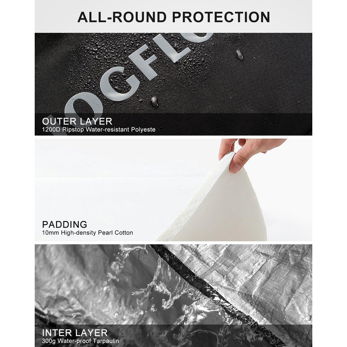 Скі-сумка Skitasche 360° з роликами, 1200D, чорна. Підходить для 175 см лиж