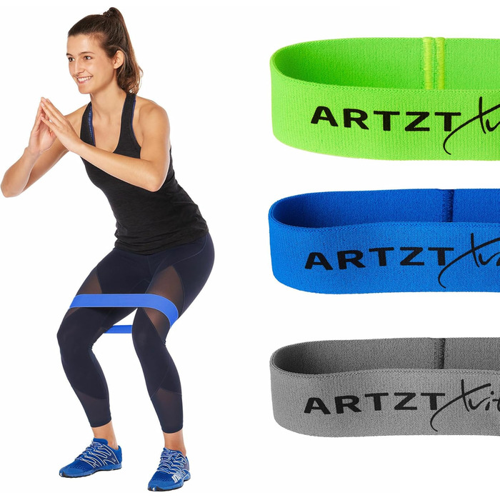 Тканинна фітнес-стрічка ARTZT vitality Theraband Loop Band, набір 3 шт, 30 см, для тренування рук, ніг, сідниць та пресу, 3 рівні опору, Німеччина