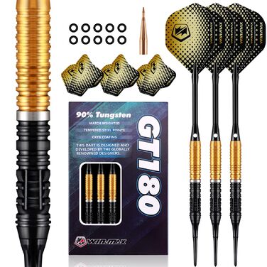 Дарти WIN.MAX Tungsten 90% (3 шт) 18г, професійні вольфрамові дротики золотого кольору