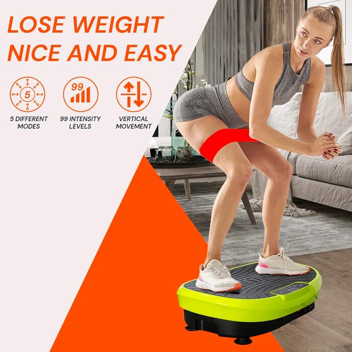 Віброплатформа Bonplus BP з сидінням для фітнесу: схуднення, тонізування м'язів, 3000 тренувань, базові вправи, еластичні стрічки