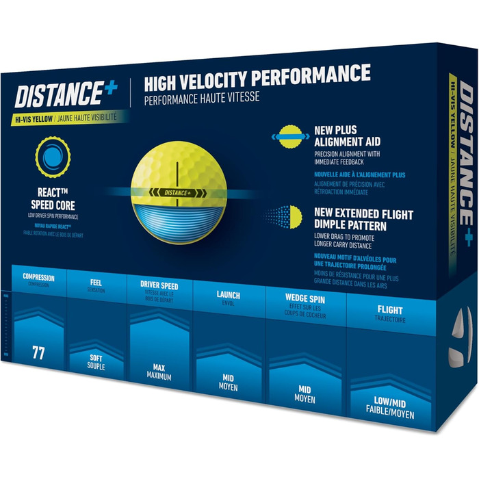 Гольф-м'ячі TaylorMade Distance+ 2025 білі (жовті), універсальний розмір