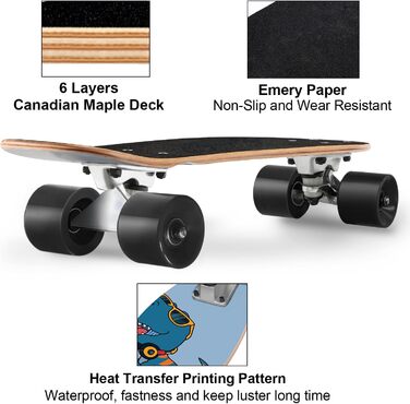 Скейтборд KO-ON Complete 22 дюйми Mini Cruiser для початківців, дітей, хлопчиків та дівчаток (Groove T-Rex)