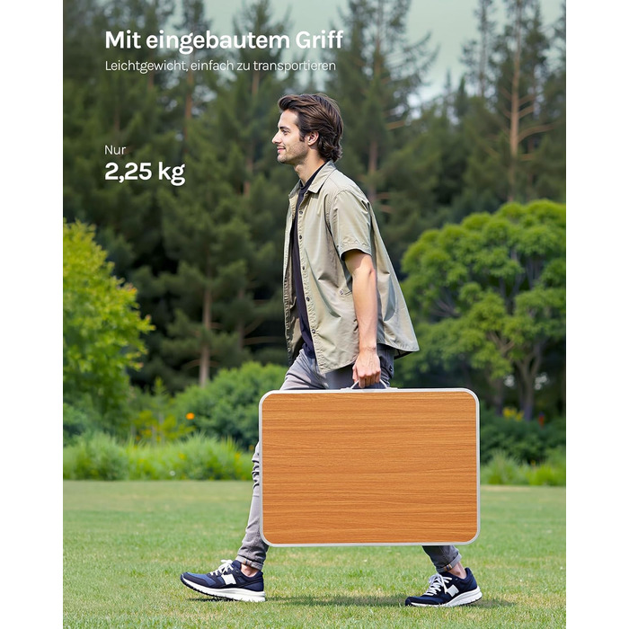 Складаний туристичний стіл Woltu для пікніка, пляжу та відпочинку на природі, 70x50x60 см (Alu & MDF)