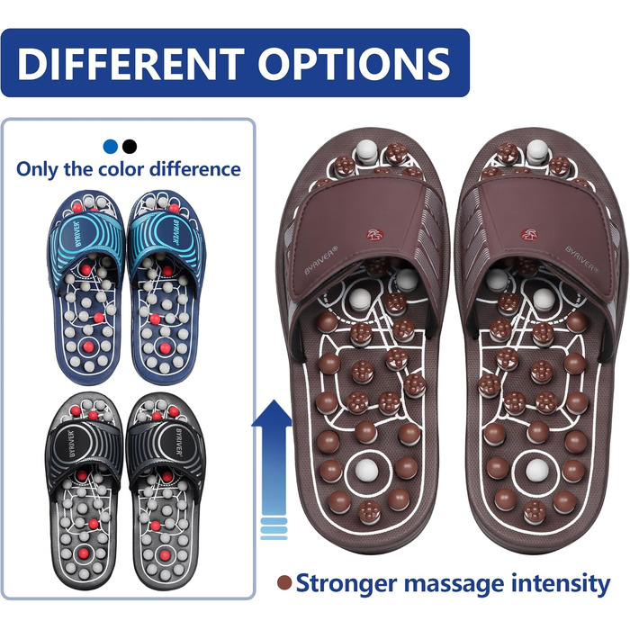 Тапочки для масажу ніг BYRIVER, масажер п'яти, для лікування п'яткової шпори та плоскостопості, чорний (35/37 EU)