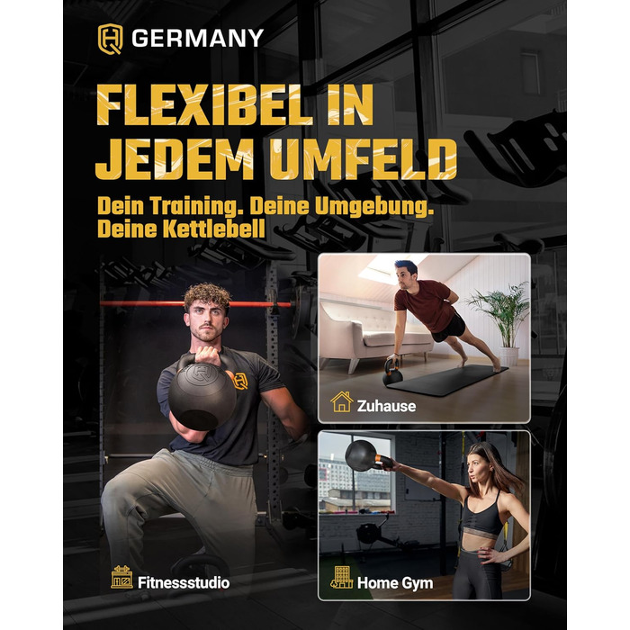 Кетлбел HQ Germany® з порошковим покриттям [2-32кг/Набори] - Набір чавунних кетлбелів преміум-якості з точністю ±2% - Кульова гиря, набір гир, кетл-бел, високоякісні кетлбели з порошковим покриттям (30кг)