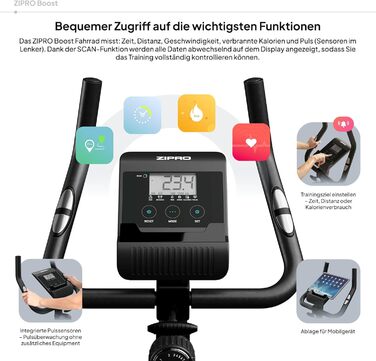 Zipro Heimtrainer Fahrrad Boost: велотренажер для дому, фітнес-велосипед, магнітний велотренажер до 120 кг, індоор байк