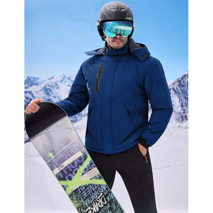 Водонепроникна зимова куртка WULFUL для чоловіків - тепла, вітрозахисна, синього кольору