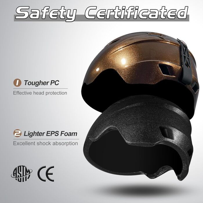 Шолом для сноуборду та гірських лиж Odoland з маскою, захист UV 400, L (59-63 см)