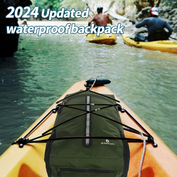 Sunnylon Сумка-рюкзак Dry Bag 20L, водонепроникна з відділенням для телефону, IPX8, для плавання, каякінгу, рафтингу, зеленого кольору