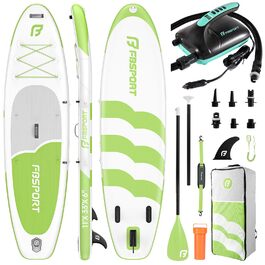 Надувний SUP дошка Stand Up Paddle 335см для дорослих з антиковзким покриттям, 15см товщина, вантажопідйомність 160кг, комплект з веслом, насосом та аксесуарами для йоги, подорожей та серфінгу (Фрукт-зелений)