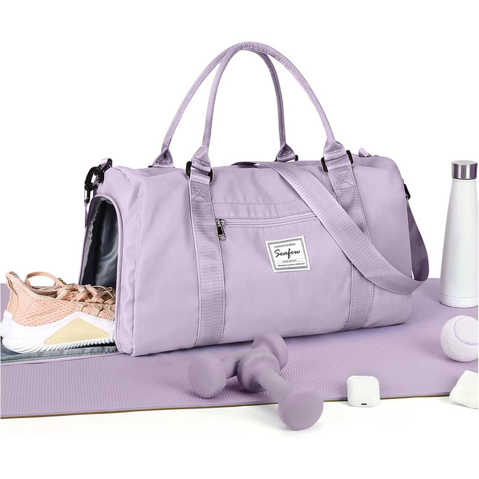 Спортивна сумка-мішок для чоловіків та жінок з відділенням для взуття та мокрих речей, сумка для подорожей, ручна поклажа, фітнес-сумка, сумка для тренувань, блакитний колір (A11-lila)