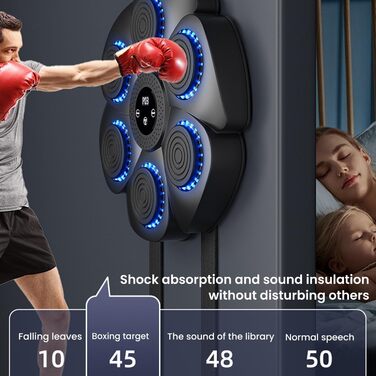 Xiaoguanlai Розумна Bluetooth настінна музична бокс-машина з рукавичками, 9 режимів швидкості, лічильник ударів, для дорослих і дітей, 2024