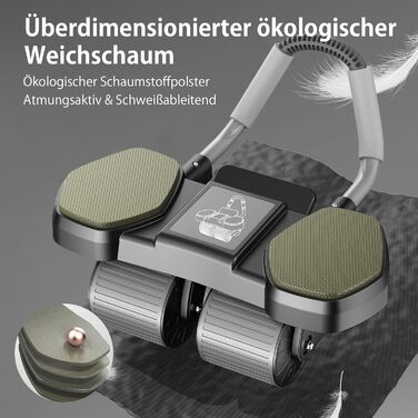 Ролер для пресу, тренажер для дому, покращене 4-колісне шасі, стабільний тренажер для зміцнення м'язів пресу та корпусу, довговічний та легкий, ідеальний для чоловіків та жінок, чорно-синій