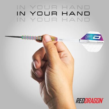 Преміальні дротики Red Dragon Javelin з вольфраму, сталевий наконечник, комплект з оперенням та хвостовиками
