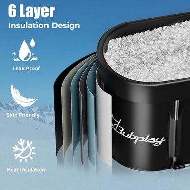 Електричне крижане ведро для занурення XL - 105 галонів (130 галонів) з кришкою для спортсменів та дорослих, чорне