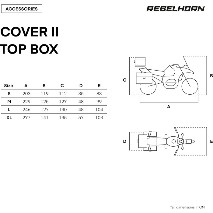 Чохол для мотоцикла REBELHORN Cover II Top Box - міцний поліестер, захист від крадіжки, чорний S