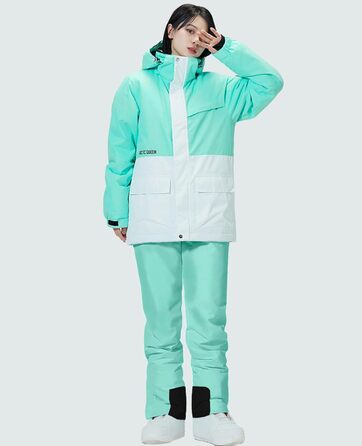 WOWULOVELY Жіночий зимовий костюм для катання на лижах, водонепроникний, вітронепроникний, комплект куртки та штанів, ізольований сніговий костюм, для сноубордингу, білий (XL, White-f)