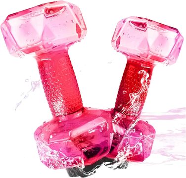 Водні ваги Fstcrt для плавання, покращені PE-гантелі, опір у воді, обладнання для аквааеробіки з неслизькою ручкою для акватерапії, фітнесу в басейні, водних вправ (рожевий)