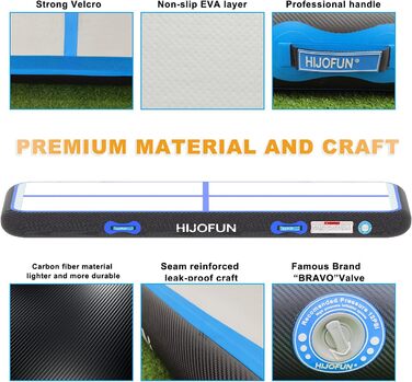 Надувна гімнастична мат для акробатики та тренувань 3/4/5/6 метрів, 20 см заввишки, чорно-синього кольору