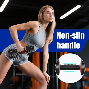 LEEKEY Регульовані гантелі, набір, 10.2 кг - для фітнесу та тренувань, антиковзний грип, швидке налаштування ваги