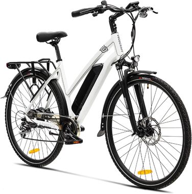 Електровелосипед VecoCraft Athena 28'' для міста, 250Вт, 36В, 10/13А·год, Shimano 8-швидкостей, для жінок і чоловіків, білий, StVZO