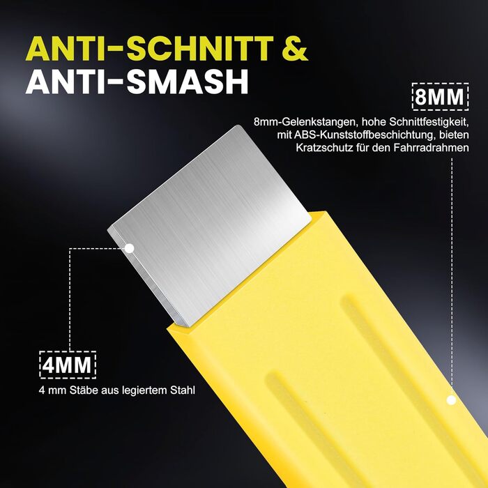 Замок для велосипеда складний, 100см, з ключами, висока безпека, з кріпленням, сталевий, для велосипеда, електровелосипеда (жовтий)