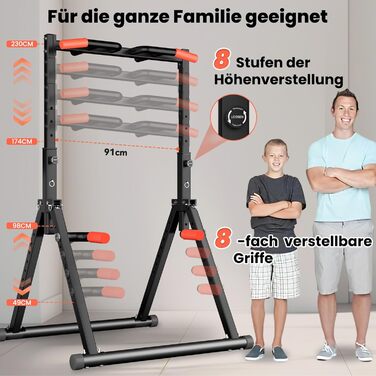 Спортивний комплекс Klimmzugstange Freistehend: турнік, бруси для віджимань, розкладна штанга для підтягувань, тренажер для дому, силові тренування, фітнес-обладнання (чорний, багатофункціональний)
