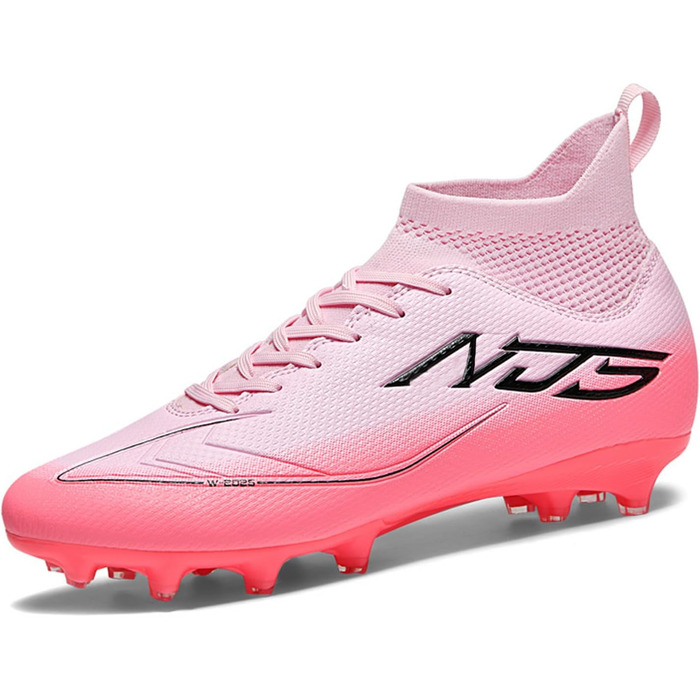 Чоловічі футбольні бутси для юніорів, бутси для тренувань, високі, шиповані, професійні, для змагань, outdoor, штучний газон, унісекс, рожеві, 43 EU