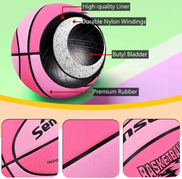 Баскетбольний м'яч Senston Розмір 6, рожевий, з насосом для жінок та дівчат