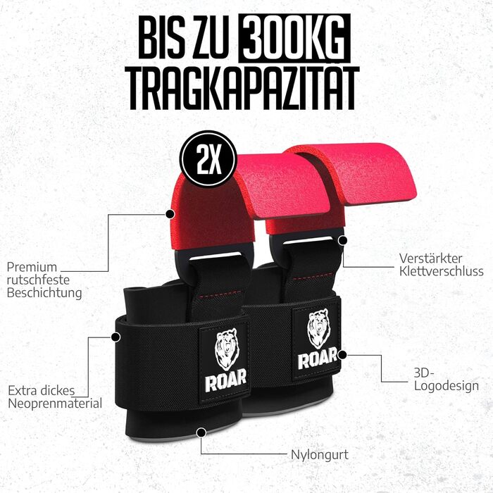 Ремінь для важкої атлетики Roar®: підтримка зап'ястя, для кросфіту, бодібілдингу, ремені для підйому тягарів, червоний