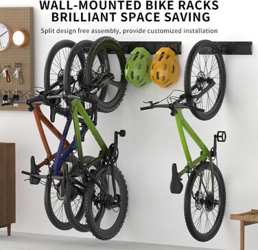 Настінна підставка для велосипедів Housolution 32 дюйми на 4 велосипеда + 3 шоломи, до 136 кг, міцна сталева конструкція, для гаража