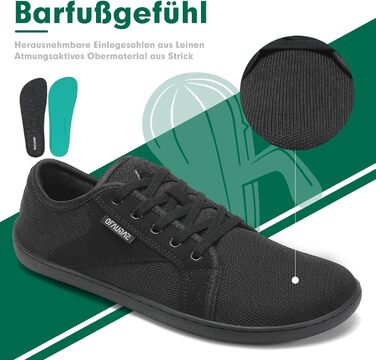 В'язані босижні черевики SAGUARO Unisex з широкою переднячкою та нульовим перепадом п'яти, Luck Ⅰ, розмір 36-48, чорний