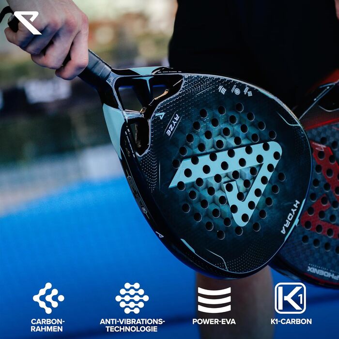 Ракетка для падел RYZE Hydra Carbon 100% - Максимальна потужність, контроль та точність (365г, EVA-18) - Унісекс, для чоловіків та жінок + Чохол
