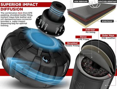 Стенд-боксерський мішок RDX 6FT (183 см) з рукавичками та чохлом, XXL, для ММА, кікбоксингу, боксу, муай-тай, чорний