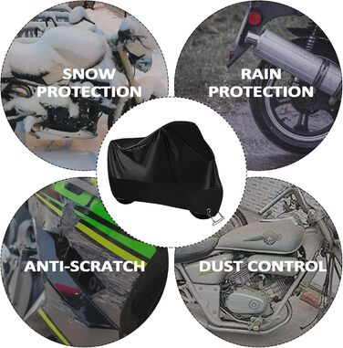 Захисний чохол для мотоцикла з поліестеру 190T, водонепроникний, UV-захист, 245x105x125 см