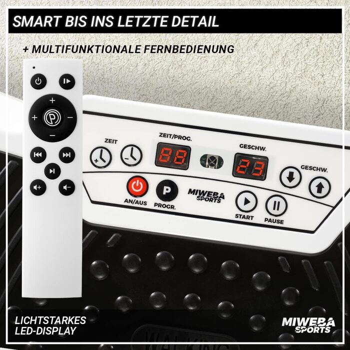 Платформа для фітнесу Miweba Sports MV100 2D, 250 Вт, 3D вібрація, осциляційна, для схуднення, домашній тренажер, чорна, 3 роки гарантії