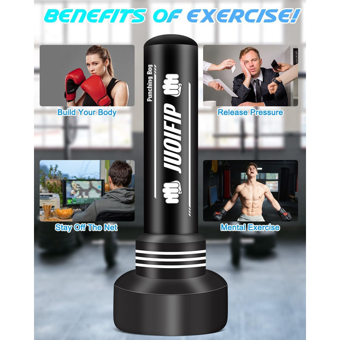 Boxsack YORWHIN 180см: Надувний боксерський мішок для тренувань MMA, Муай Тай, Фитнесу (з рукавичками)