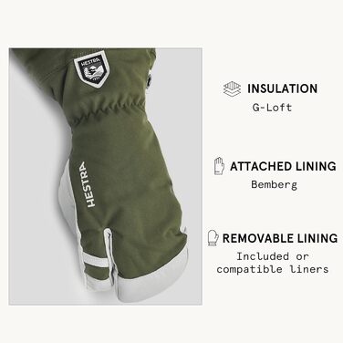 Рукавиці Hestra Army Leather Heli Ski для холодної погоди, оливкові, розмір 9