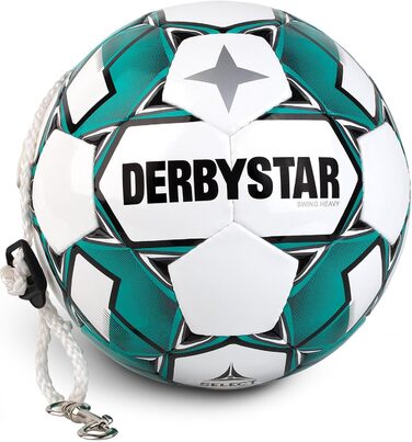 М'яч для футболу Derbystar Swing Heavy, розмір 5, біло-бірюзовий, для дорослих