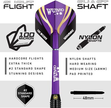 Дротики WINMAU Michael Van Gerwen vs Simon Whitlock, набір із 2-х, 22 г, сталевий наконечник, латунь, з оперенням та шaftами
